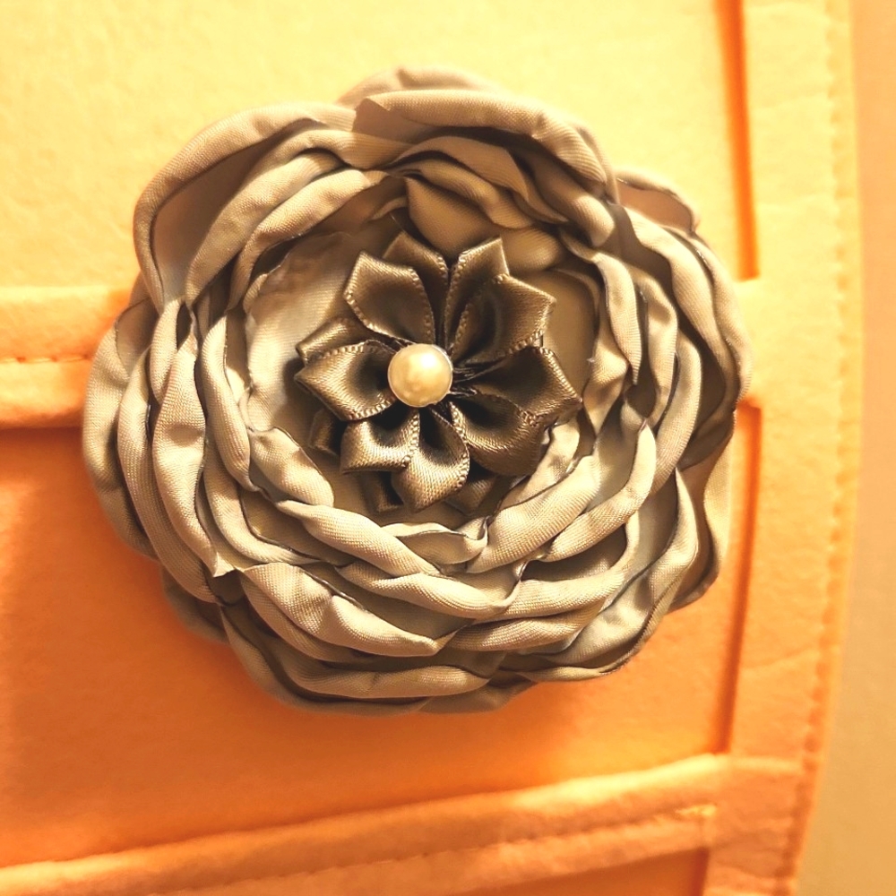 Satin flower  Facinator Hair Clip